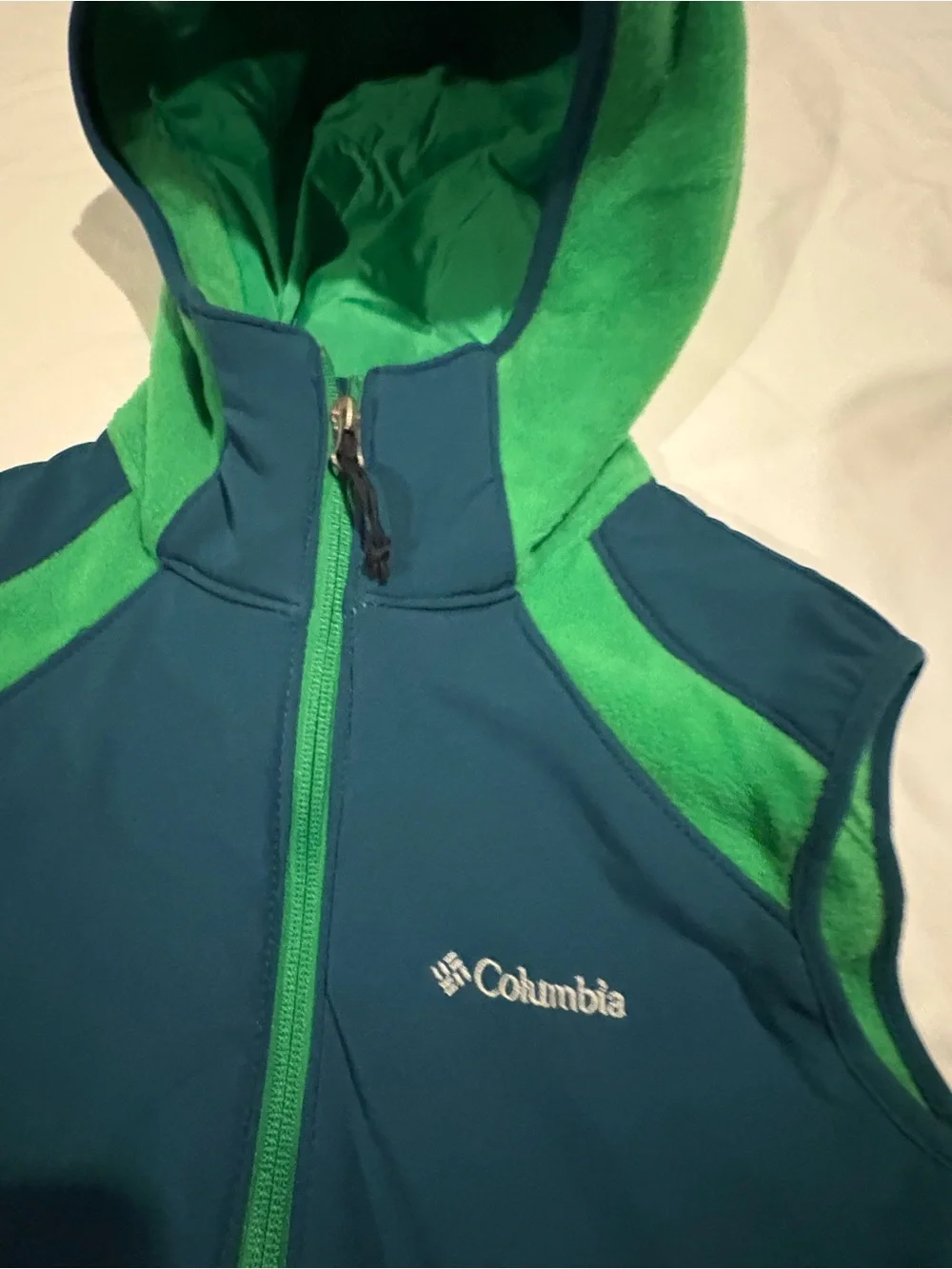 Columbia Fleece Vest Green Outdoor Zip Up Pockets Men’s Size:Medium